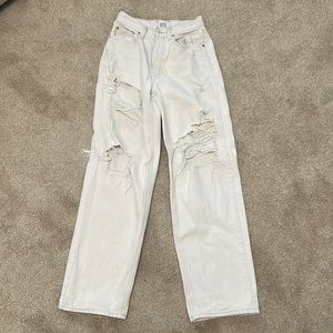 BDG White High Rise Baggy Jeans